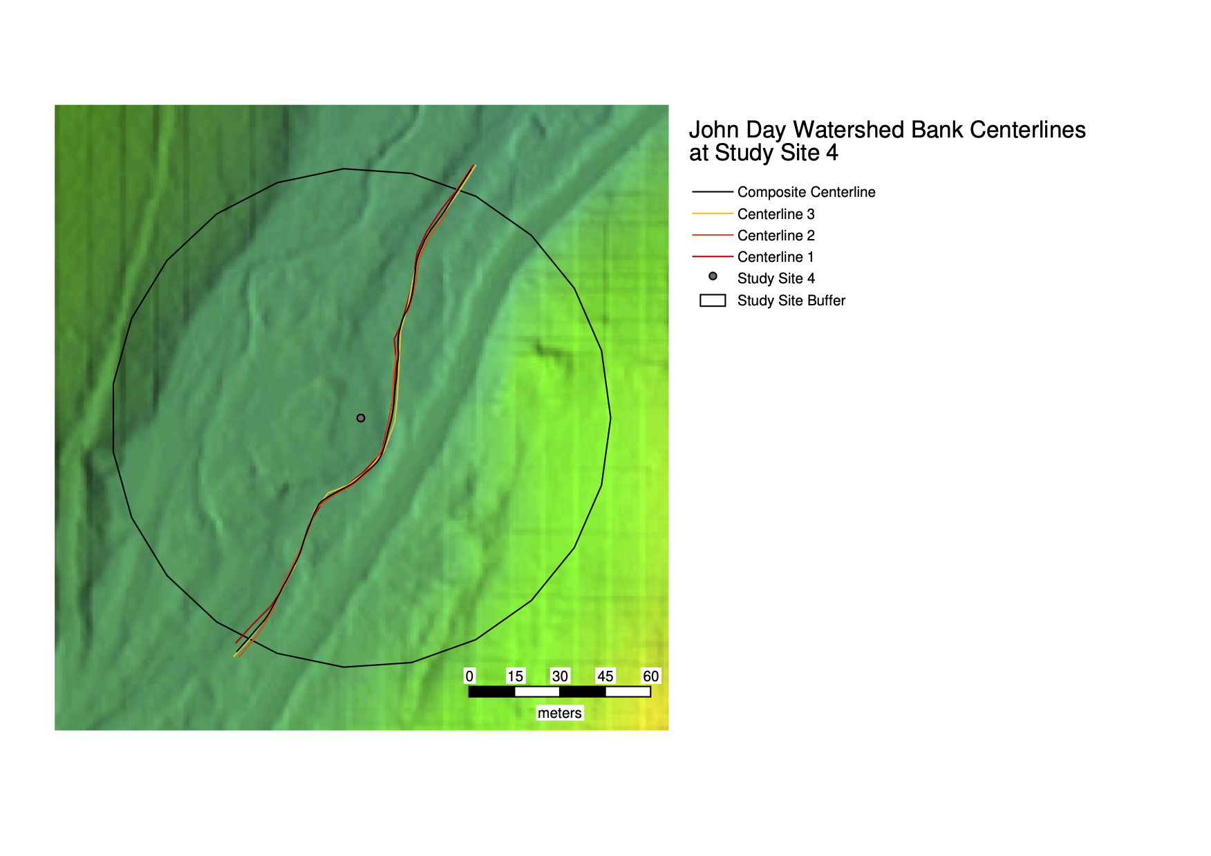 Map of bank centerlines in study region