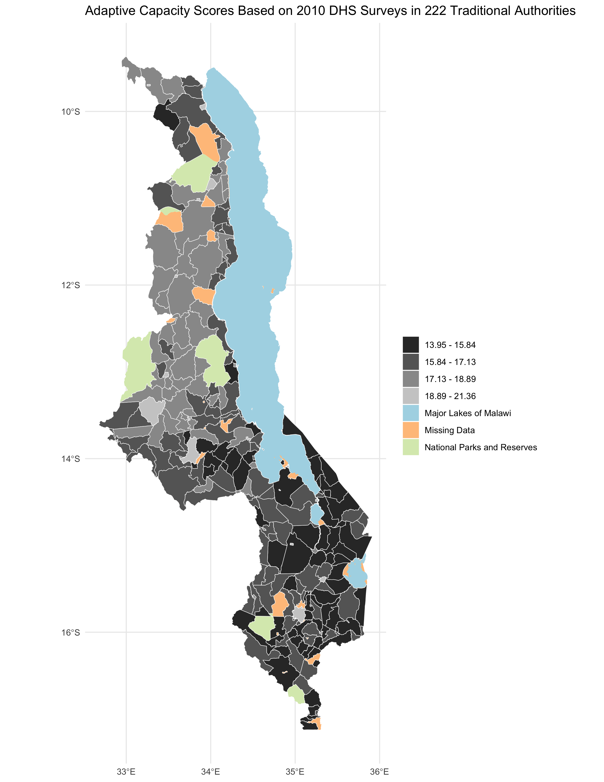 Map of Adaptive Capacity in Malawi